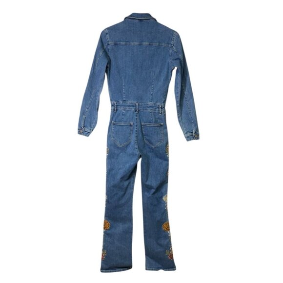 Free People x Driftwood Neptune Embroidered Denim Jumpsuit XS - Picture 4 of 16